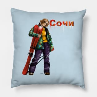 Ski girl Sochi Pillow