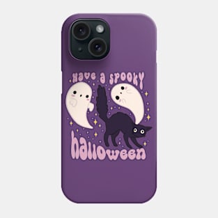 Have a spooky halloween a Cute black cat and ghosts Phone Case