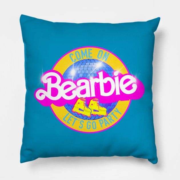 Come on BEARBIE let’s party blue Pillow by ART by RAP