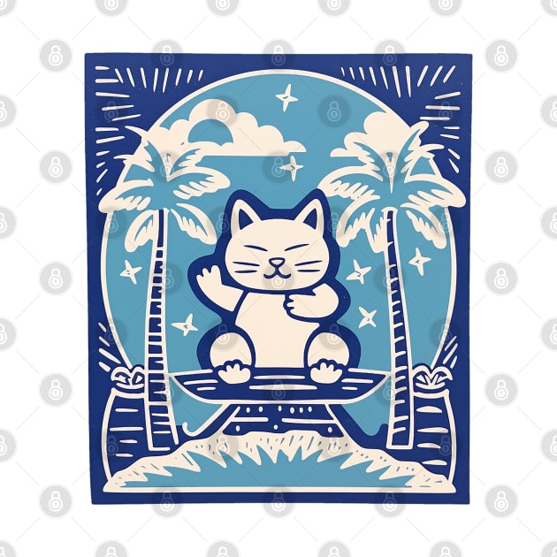 Zen Linocut Cat by Kona Cat Creationz