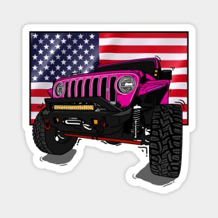 Jeep with American Flag - Pink Essential Magnet