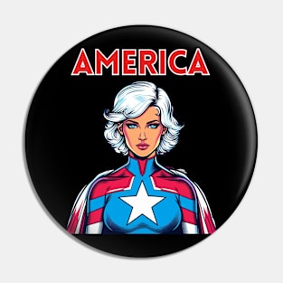 America: 4th of July Patriotic Comic Book Superhero USA Pin