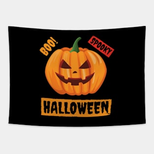 Boo! Spooky Halloween Pumpkin Face Tapestry