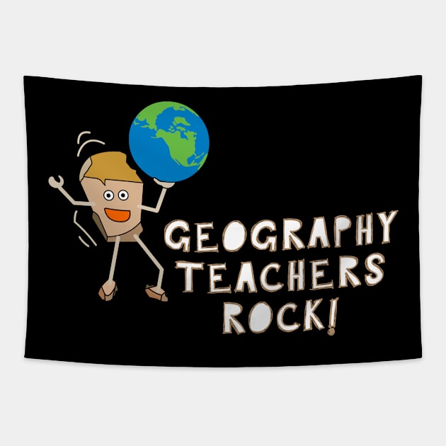 Geography Teachers Rock White Text Tapestry by Barthol Graphics