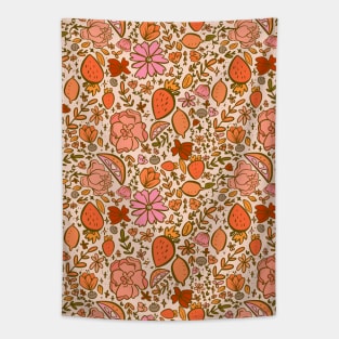 Colourful Summer Floral Fruit Pattern Tapestry