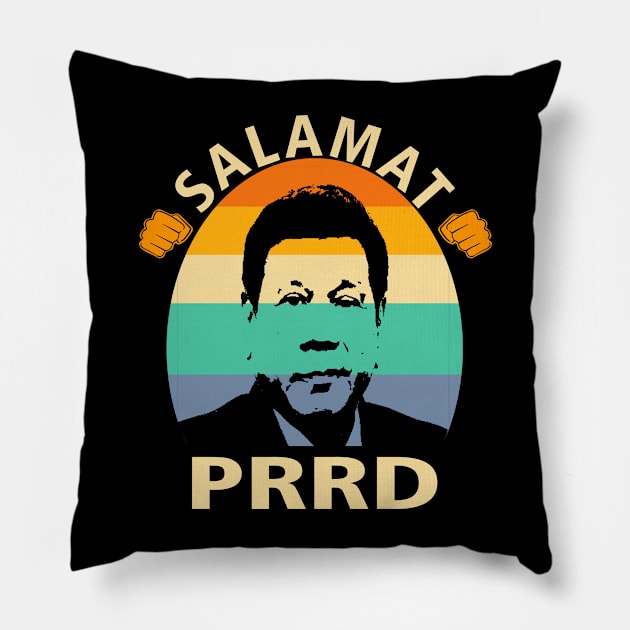 Salamat PRRD Thank You President Rodrigo Roa Duterte Philippines Davao DDS Gift Farewell Keepsake Pinoy Pinay Retro Sunset Pillow by familycuteycom