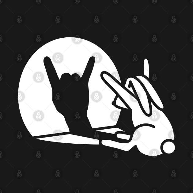 Funny rabbit shadow hand cartoon ROCK music METAL by LaundryFactory