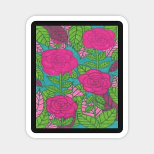 Pink and Green Tropical Foliage with Flowers Magnet