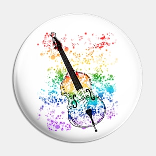 Double Bass Rainbow Colours Bassist Jazz Musician Pin