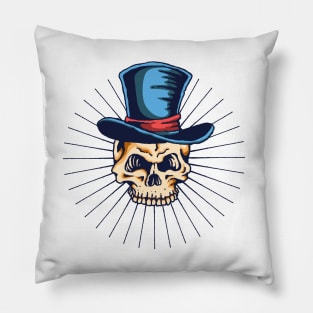 Skull with a top hat Pillow