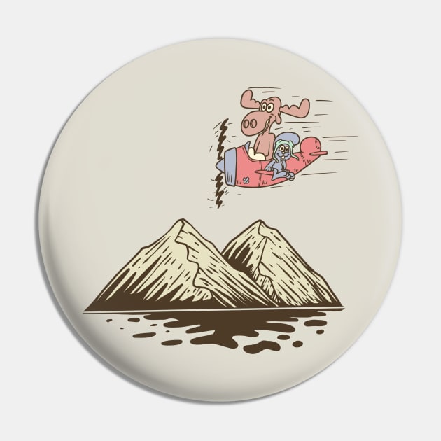 Rocky & Bullwinkle ride rocket on the mountain Pin by something_kind