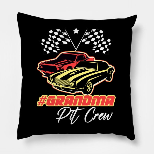 Grandma Pit Crew Race Car Birthday Party Racing Family Gigi Pillow by artbooming