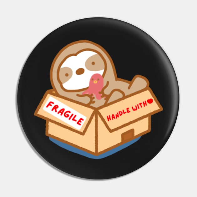 Cute Sloth in A Box Pin by theslothinme