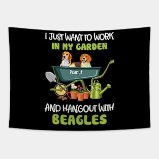 I just want to work in my garden and hangout with my beagles Tapestry