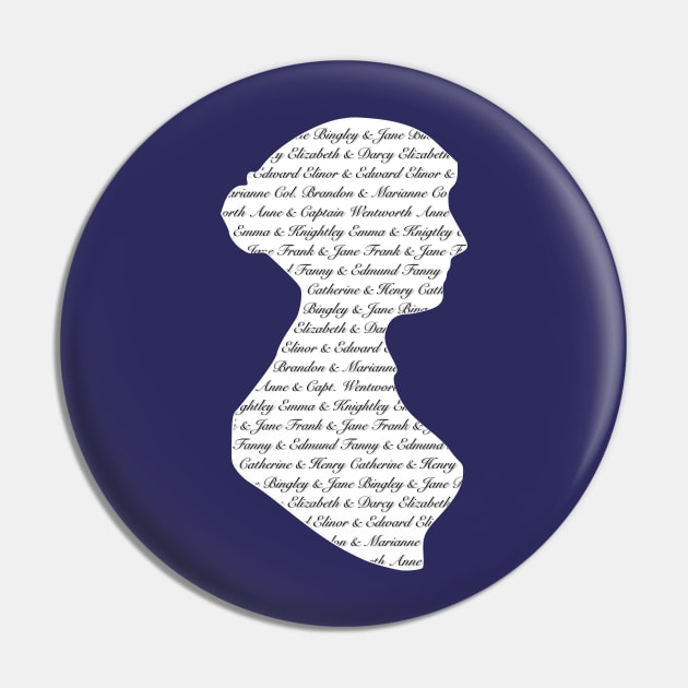 Jane Austen Romance Silhouette Pin by LoveLiterature