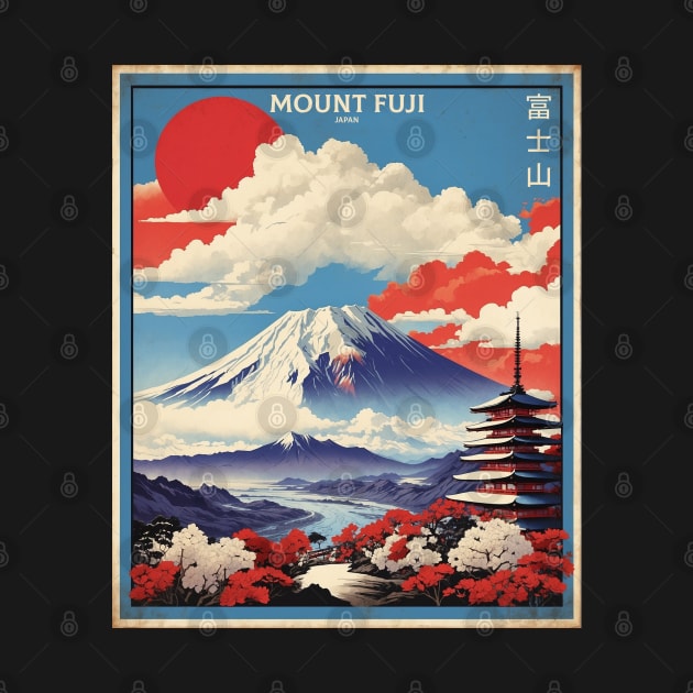 Mount Fuji Japan Vintage Poster Tourism by TravelersGems