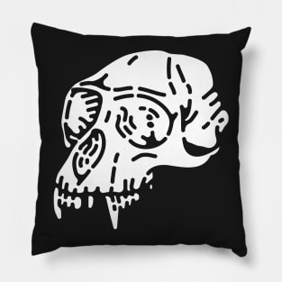 Skull Monkey-NegativeWhite Pillow
