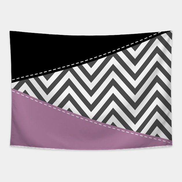 Gray Zigzag, Gray Chevron, Zigzag Pattern, Purple Tapestry by Jelena Dunčević