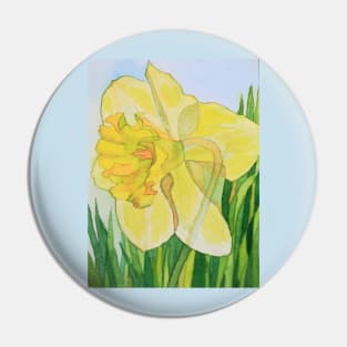 Single watercolour daffodil painting Pin