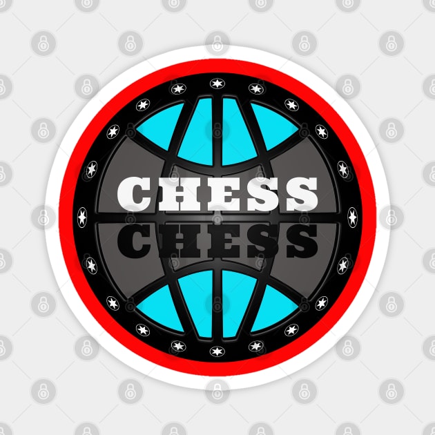 Chess Logo in Black, White and Turquoise Magnet by The Black Panther
