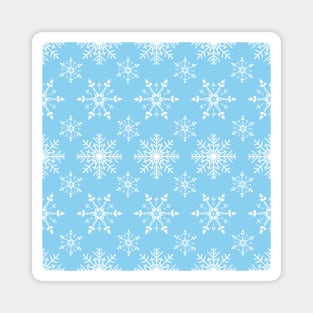 White Snowflakes Pattern in Baby Blue Magnet