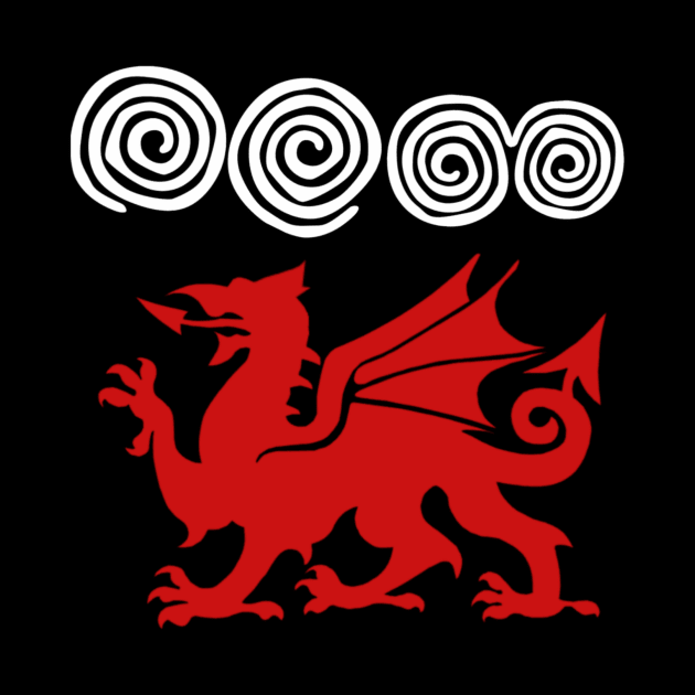 Welsh Dragon Spiral Rock Art by Celtic Morrigan