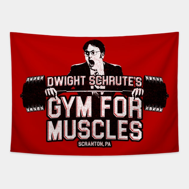 Dwight Schrute's Gym For Muscles Tapestry by huckblade