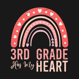 3rd Third Grade Has My Heart Teachers Valentines Day Rainbow T-Shirt