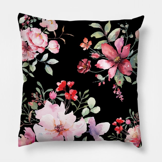 Rose flower pattern Pillow by peace and love