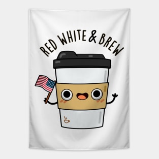 Red White And Brew Cute Coffee Pun Tapestry