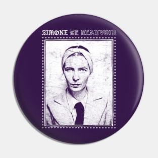 Simone de Beauvoir // Faded Style VIntage Look Design Pin