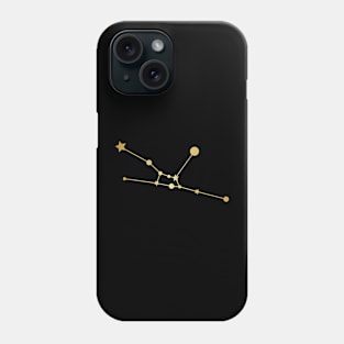 Taurus Zodiac Constellation in Gold - Black Phone Case