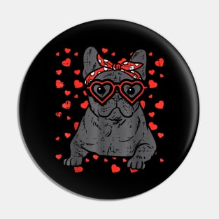 Frenchie French Bulldog Wearing Heart Glasses Pin