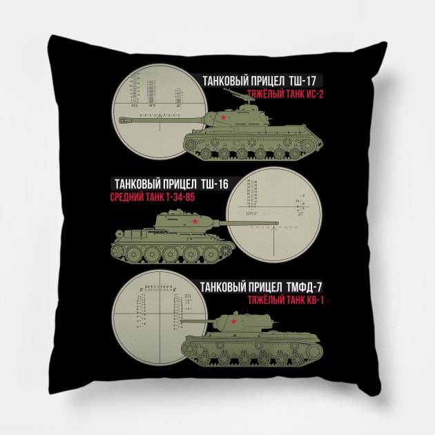 USSR tanks and their sights Pillow by FAawRay