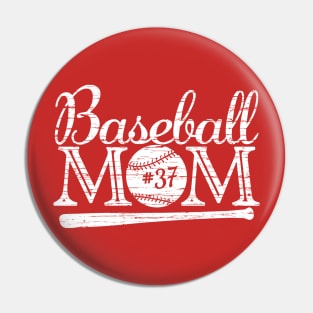 Vintage Baseball Mom #37 Favorite Player Biggest Fan Number Jersey Pin