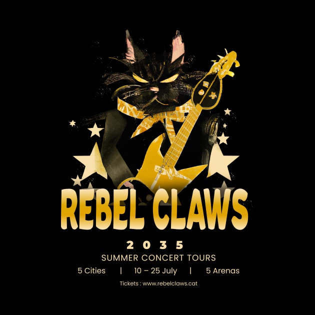 Tour poster cat rockband Rebel Claws by greenPAWS graphics