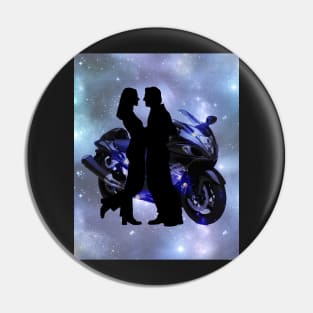 Motorcycle couple in Blue Pin