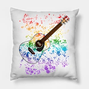 Acoustic Guitar Rainbow Colours Guitarist Musician Pillow