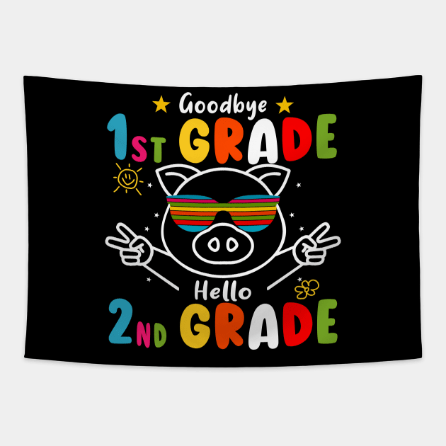 Goodbye 1st Grade Graduation Hello 2nd Grade Last Day Of School Pig Tapestry by AngelGurro