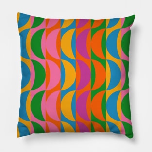 Colorful Wavy Moon Stripes Pop Art Retro Pattern Pillow