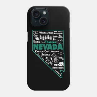 Tonopah Nevada Map Las Vegas Winnemucca Reno Elko Ely Carson City Boulder City Phone Case