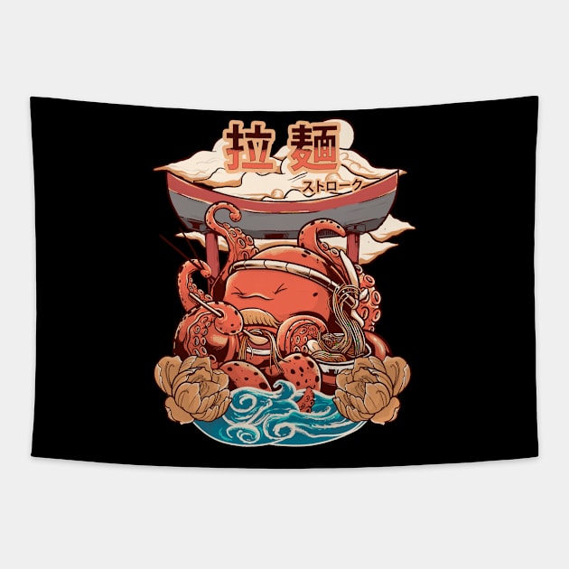 The Kaiju's Tako Ramen Attack Tapestry by create by adi