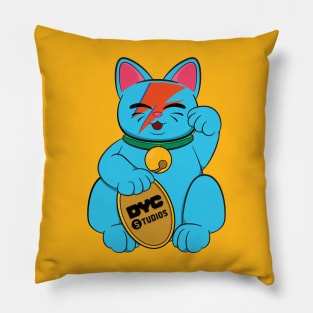 Maneki Neko - Lucky Cat - Blue Pillow