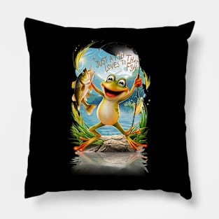 Aquatic Friendship: Frog With Fish on Water Pillow