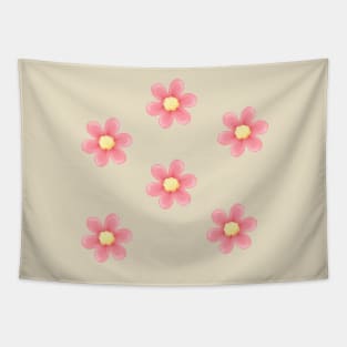 Pink Flowers Pixel Art Tapestry