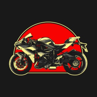 2015 Kawasaki Ninja H2 Retro Red Circle Motorcycle T-Shirt