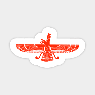 Faravahar - Zoroastrian symbol design in red -Zoroastrianism religion of fire Magnet