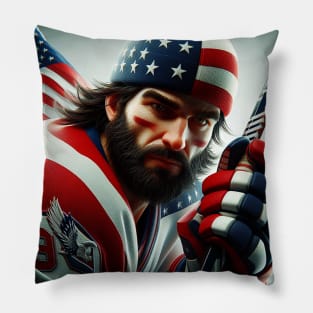 American Man Ice Hockey Player #5 Pillow