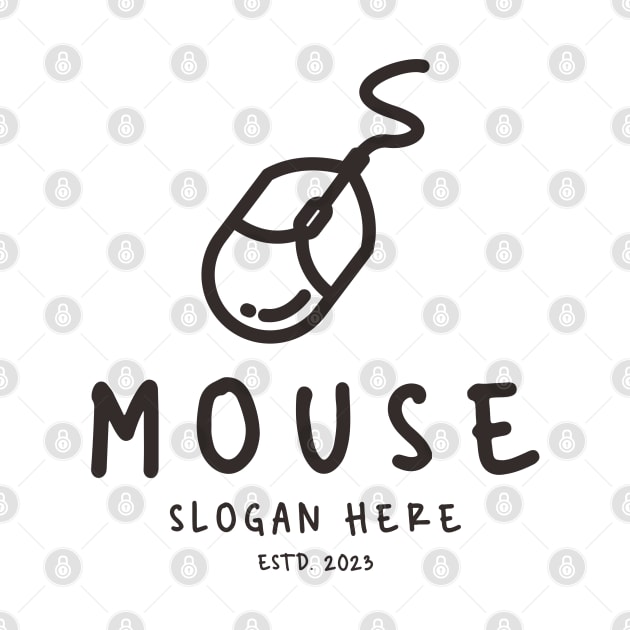 Mouse Icon Vintage Simple Line Art by brographic