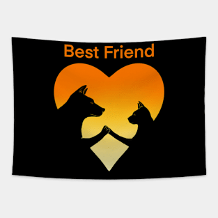 Dog an cat best friend love Tapestry